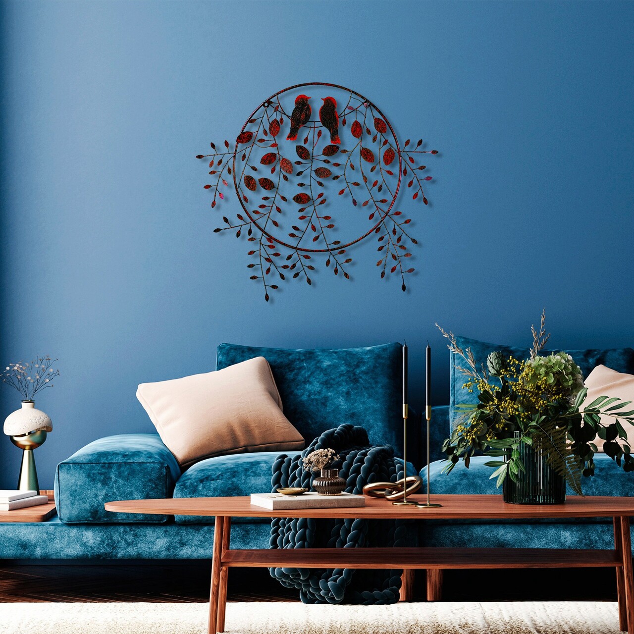 Decoratiune de perete, Love of Birds, Metal, Dimensiune: 86 x 75 cm, Multicolor - 2 | YEO