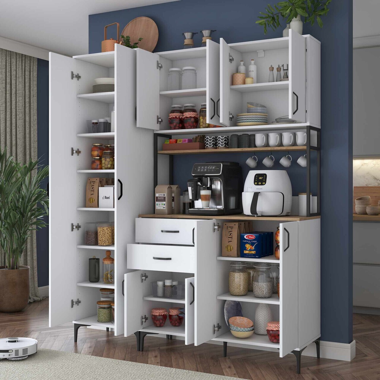 Dulap multifunctional, Hanah Home, JE267, 180x218.6x45 cm, Alb/Maro — imaginea 3