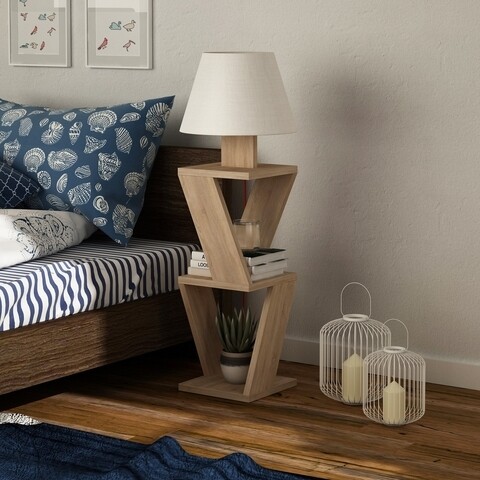 Lampadar Kozena, Decortie, 22x22x85 cm, bej/alb 22x22x85