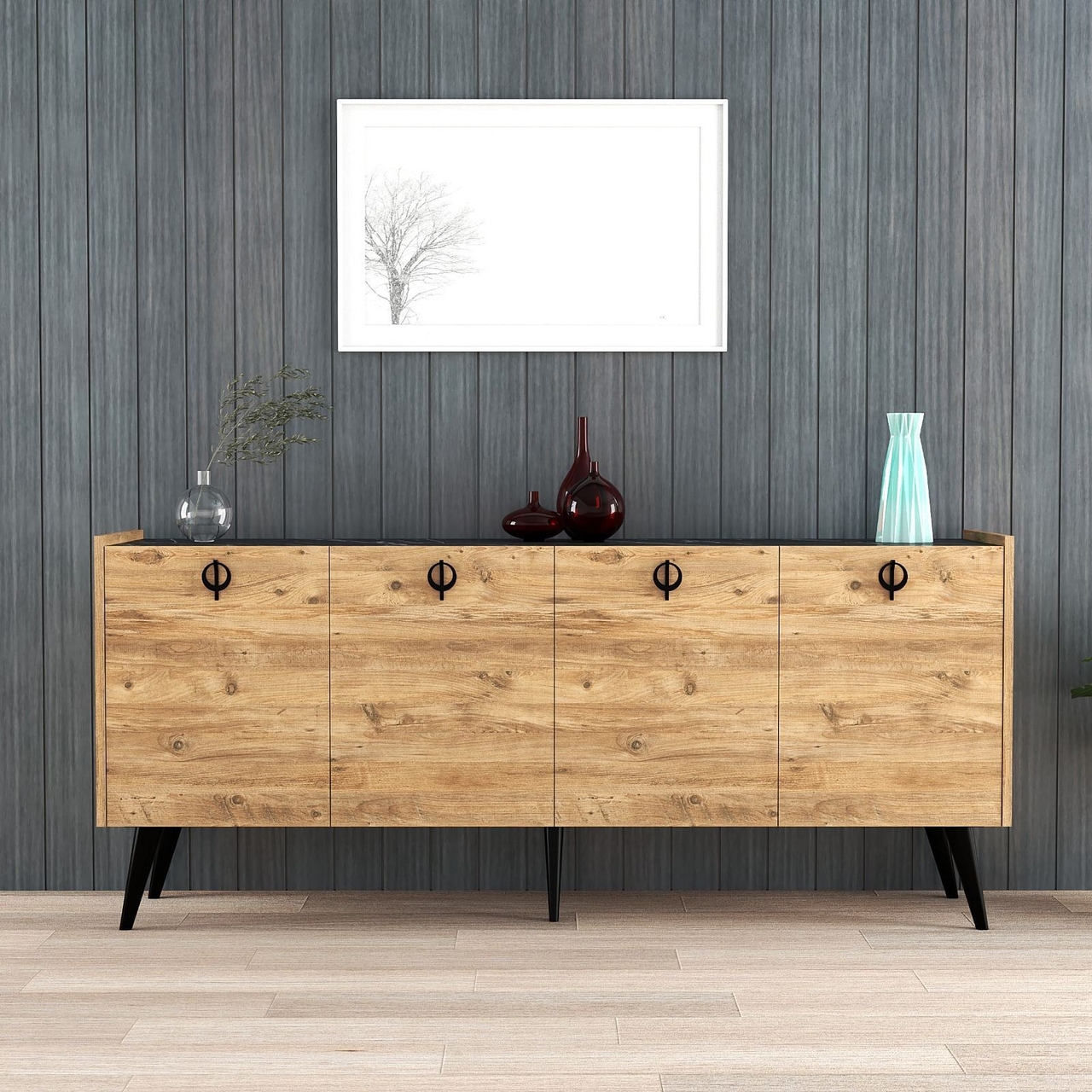 Consola, Hanah Home, Kaya, 180x79x40 cm, Maro - view 2