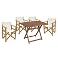 Set mobilier de gradina 5 piese Retto, Pakoworld, masa si 4 scaune, 100x60x71 cm, lemn masiv de fag/PVC perforat, alb