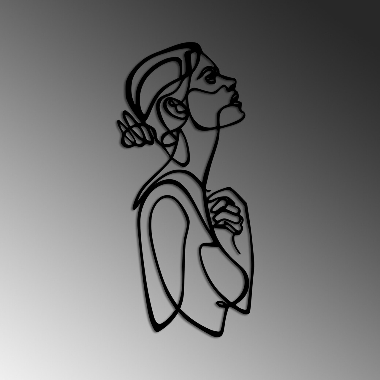 Decoratiune de perete, Portrait v2, Dimensiuni: 70 x 32 cm, Negru - view 4