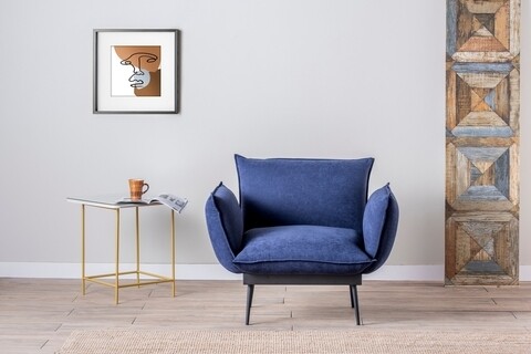 Fotoliu aspen solo, futon, 95x80x85 cm, metal, bleumarin