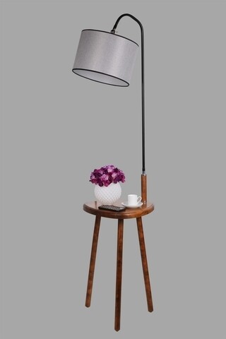 Lampadar cu masuta, Luin, 8272-8, E27, 60 W, metal/lemn/textil