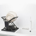 Scurgator de vase cu suport tacamuri, pliabil, Brabantia, SinkSide, 33x37x31.5 cm, aluminiu, gri inchis