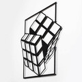 Decoratiune de perete, Rubik's Cube, Metal, Dimensiune: 64 x 69 cm, Negru
