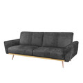 Canapea extensibila 3 locuri Samtige, Homla, 212x84x86.5 cm, lemn/catifea din poliester, negru