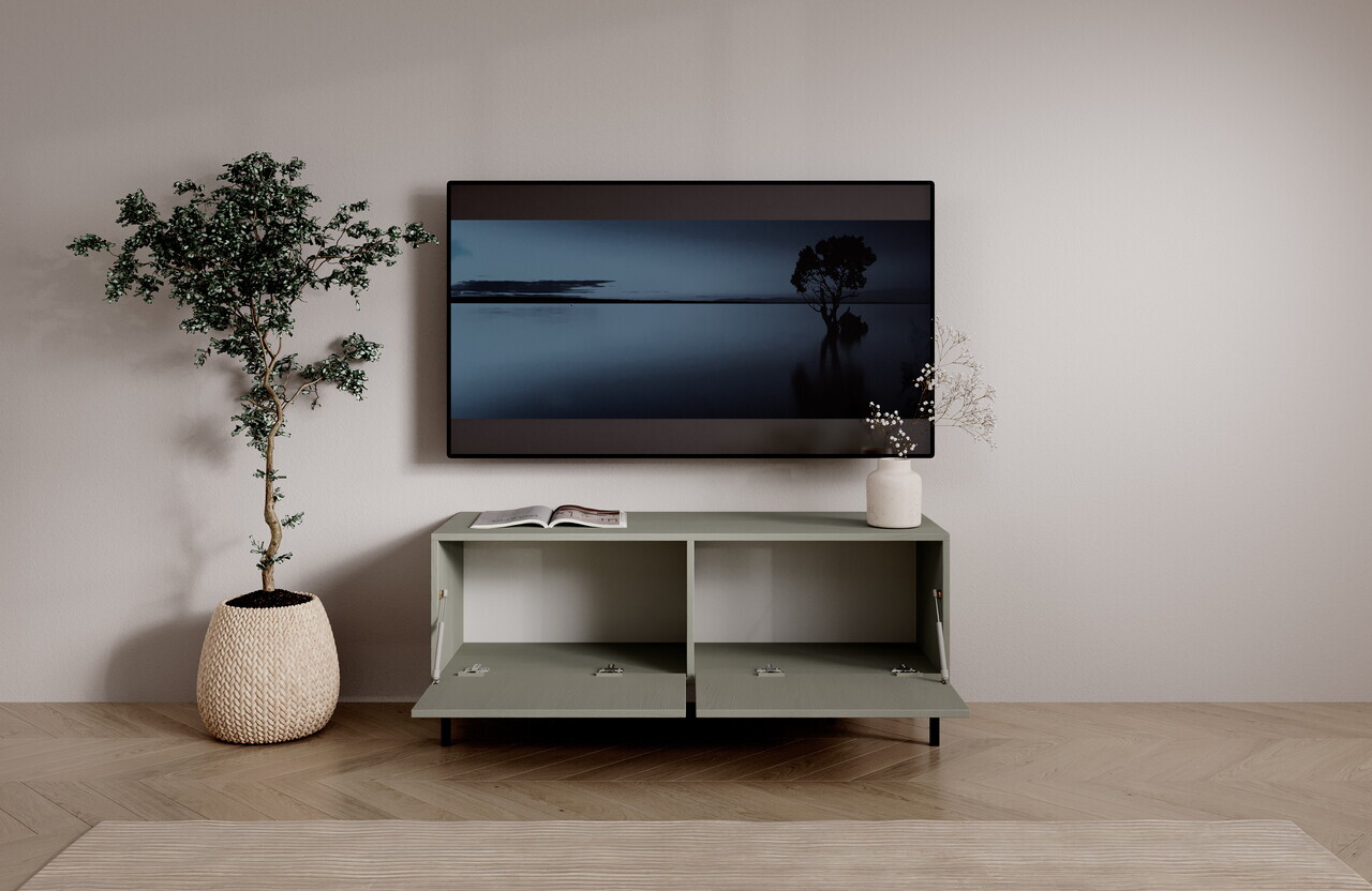 Comoda TV ADRK, Tili 2D, 120.6x40.8x50 cm, PAL laminat, verde eucalipt — imaginea 6