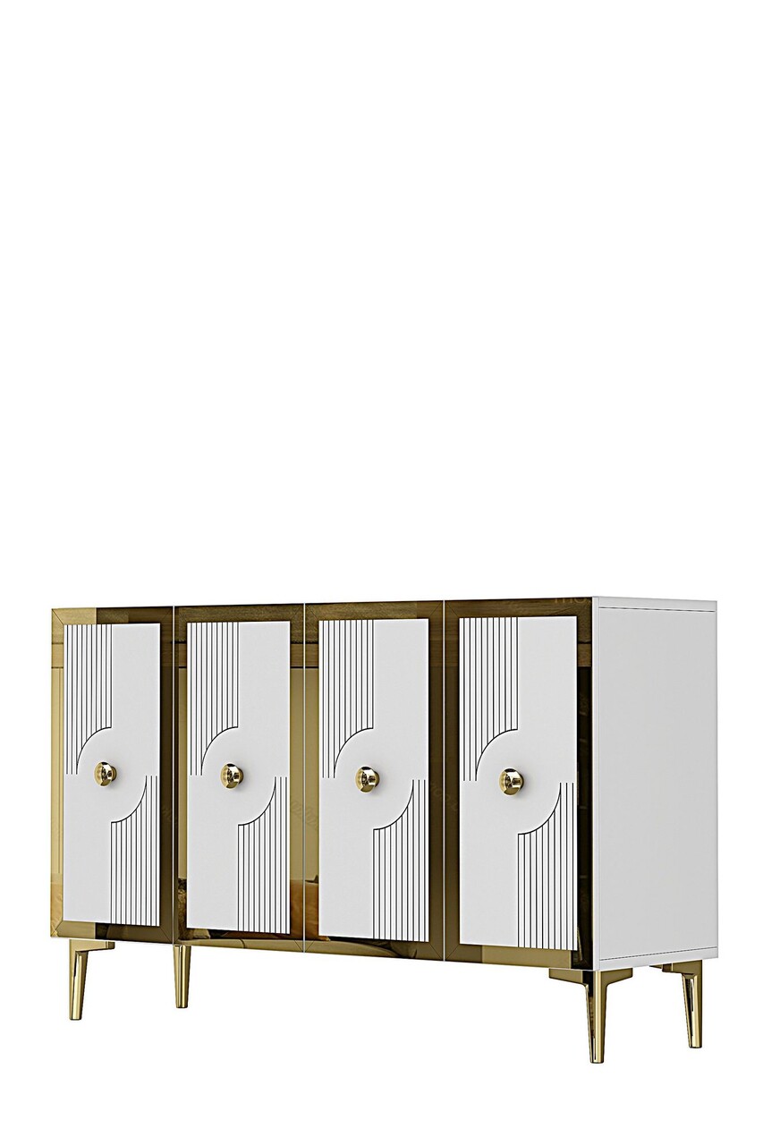 Consola, Hanah Home, Pega 120, 120x79x32 cm, Alb/Auriu - view 4