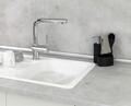 Dozator detergent lichid cu perie pentru vase si suport laveta, Wenko, Empire, 11 x 19 x 12.5 cm, ceramica/inox/polipropilena, negru