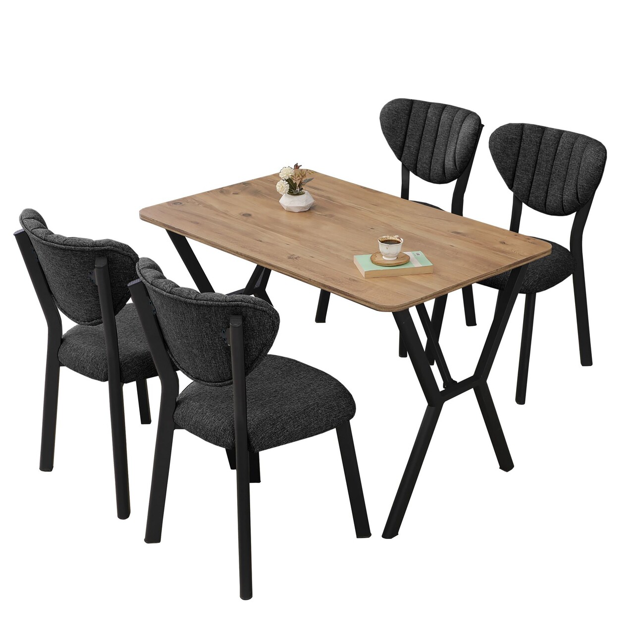 Set masa extensibila si scaune, Hanah Home, Elma, Antracit / Nuc - view 3