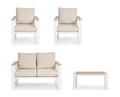 Set mobilier pentru gradina/terasa 4 piese Leandro, Bizzotto, aluminiu/poliester impermeabil, alb/bej