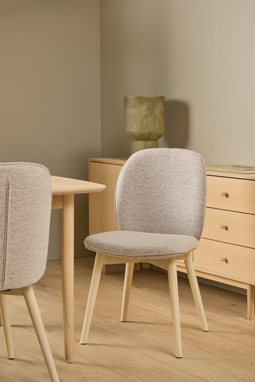 Scaun Cindy, Actona, 49x56x89 cm, tesatura Boucle/lemn de stejar, bej - view 4