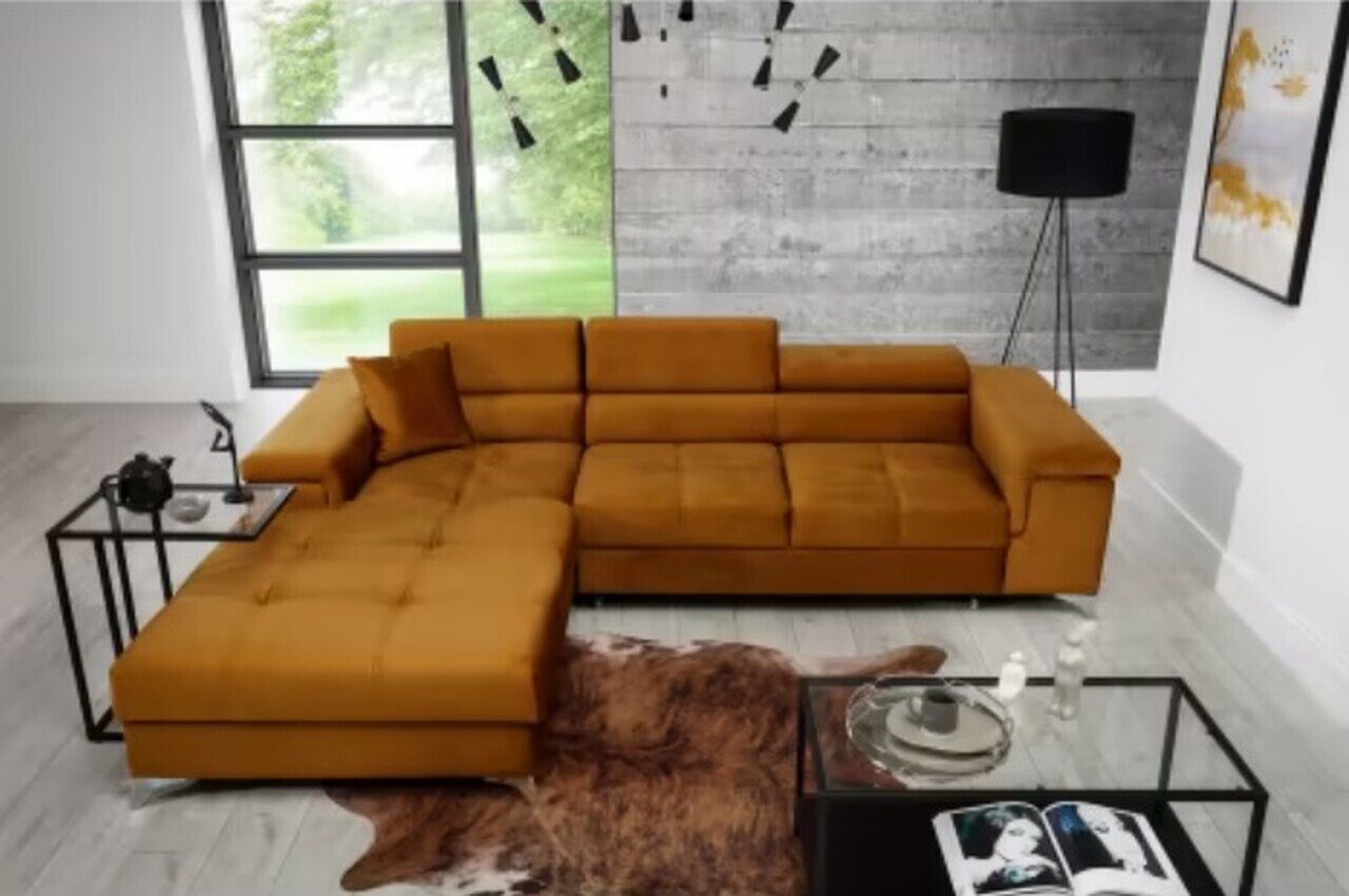 Coltar extensibil stanga 4 locuri ELTAP, Ric-65, Ricardo, 281x205x88 cm, lemn/poliester, mustar - view 2