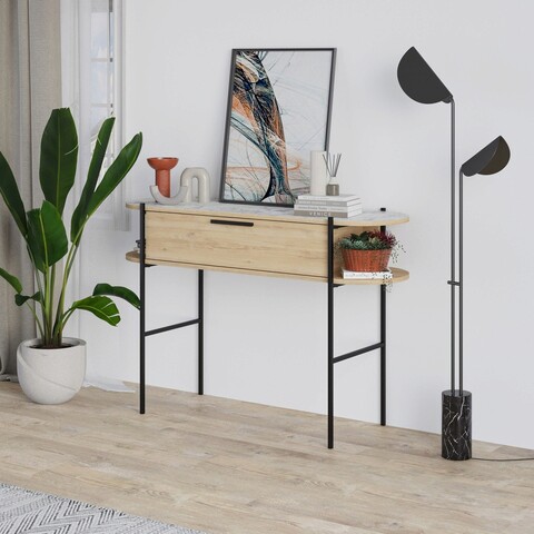 Consola, homitis, otis, 130x86.2x38 cm, stejar / carrara