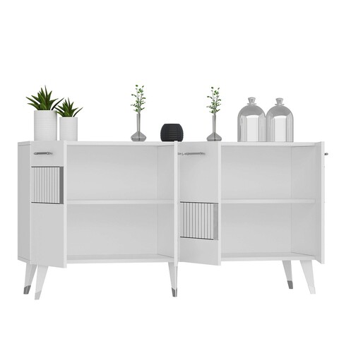 Consola, Olivia, Moda, 150x79x40 cm, PAL , Alb / Argintiu