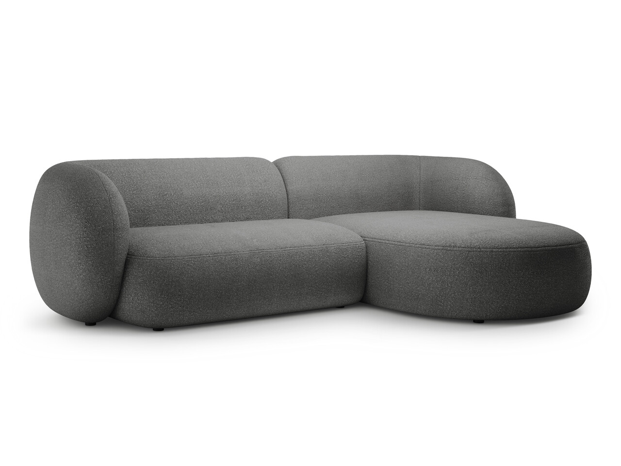 Coltar dreapta 3 locuri, Kate, Micadoni, 285x176x76 cm, tesatura boucle, gri inchis - 1 | YEO