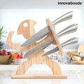 Set de cutite cu suport din lemn Spartan InnovaGoods 7 piese, inox/lemn