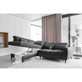 Coltar extensibil stanga 4 locuri ELTAP, LT-06SAV, Noble, 255x201x100 cm, lemn/poliester, gri inchis