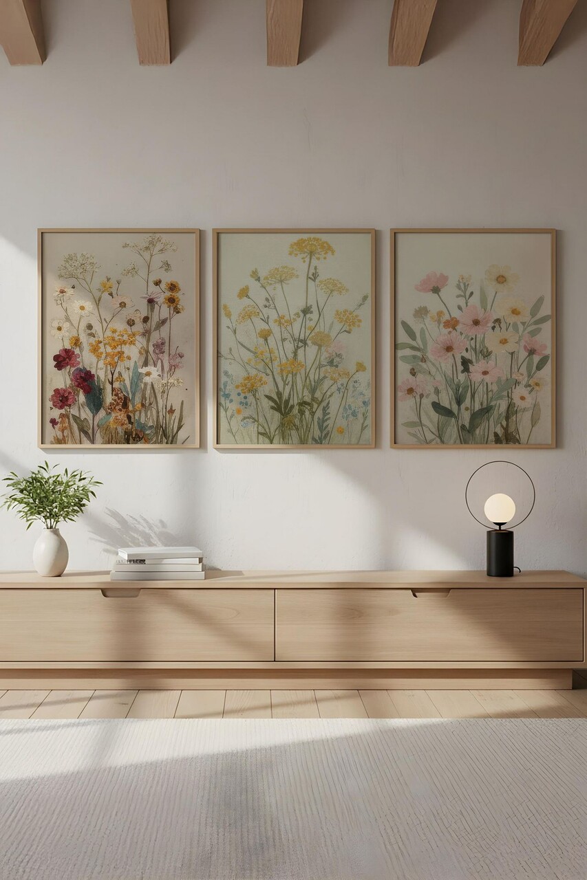 Set 3 tablouri decorative Huhu711 Cadru: 100% LEMN MASIV (Grosime: 2 cm) Multicolor