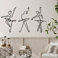 Decoratiune de perete, Ballerina 3, Metal, 70 x 41 cm, Negru