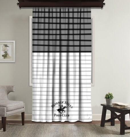 Draperie Beverly Hills Polo Club, 140×260, 100% poliester, Grey/Black/White Beverly Hills Polo Club imagine 2022 by aka-home.ro