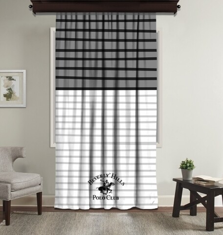 Poza Draperie Beverly Hills Polo Club, 140x260, 100% poliester, Grey/Black/White