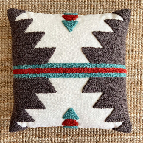 Perna, gordion punch pillow with İnsert, 43x43 cm, material: 20% in, 80% poliester, roșu / gri / turcoaz