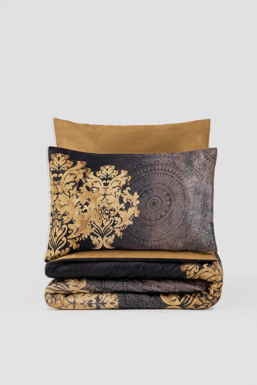 Lenjerie de pat dubla King (FR), Jadira - Beige, Cotton Box, Bumbac Satinat