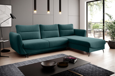 Coltar extensibil dreapta 3 locuri ELTAP, RT-38VE, Silva, 276x201x100 cm, lemn/poliester, verde inchis