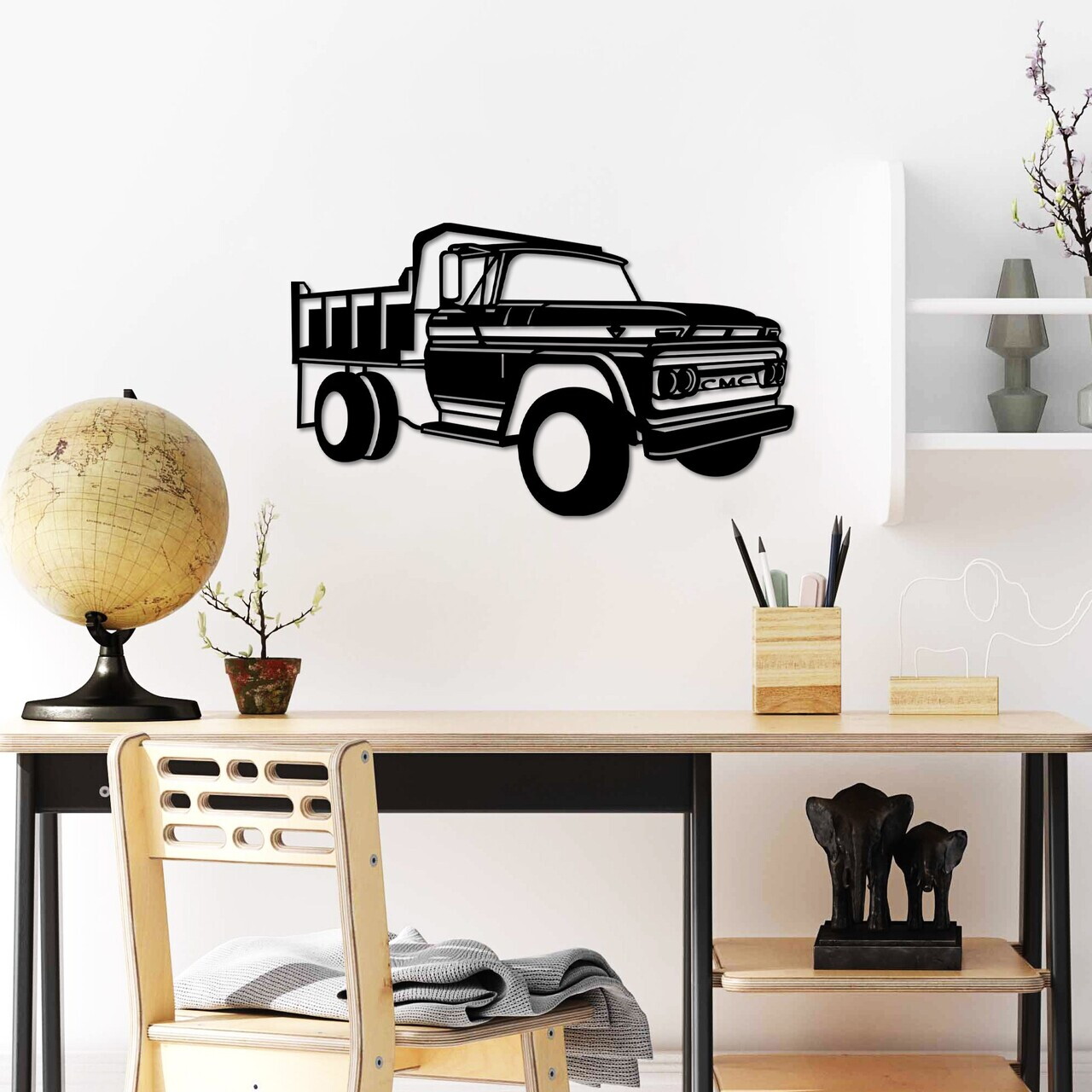 Decoratiune de perete, GMC Truck 1962, Dimensiune: 60 x 35 cm , Negru — imaginea 3