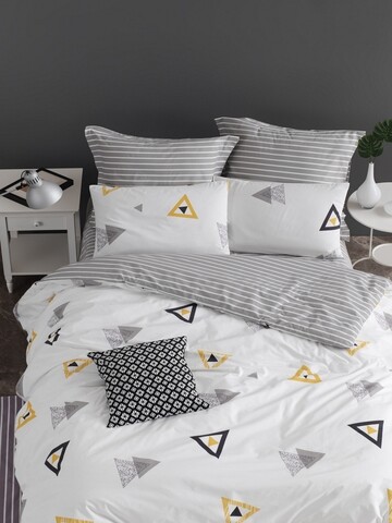 Lenjerie de pat dubla king size, enlora home, erois white, 4 piese, 100% bumbac ranforce, multicolor