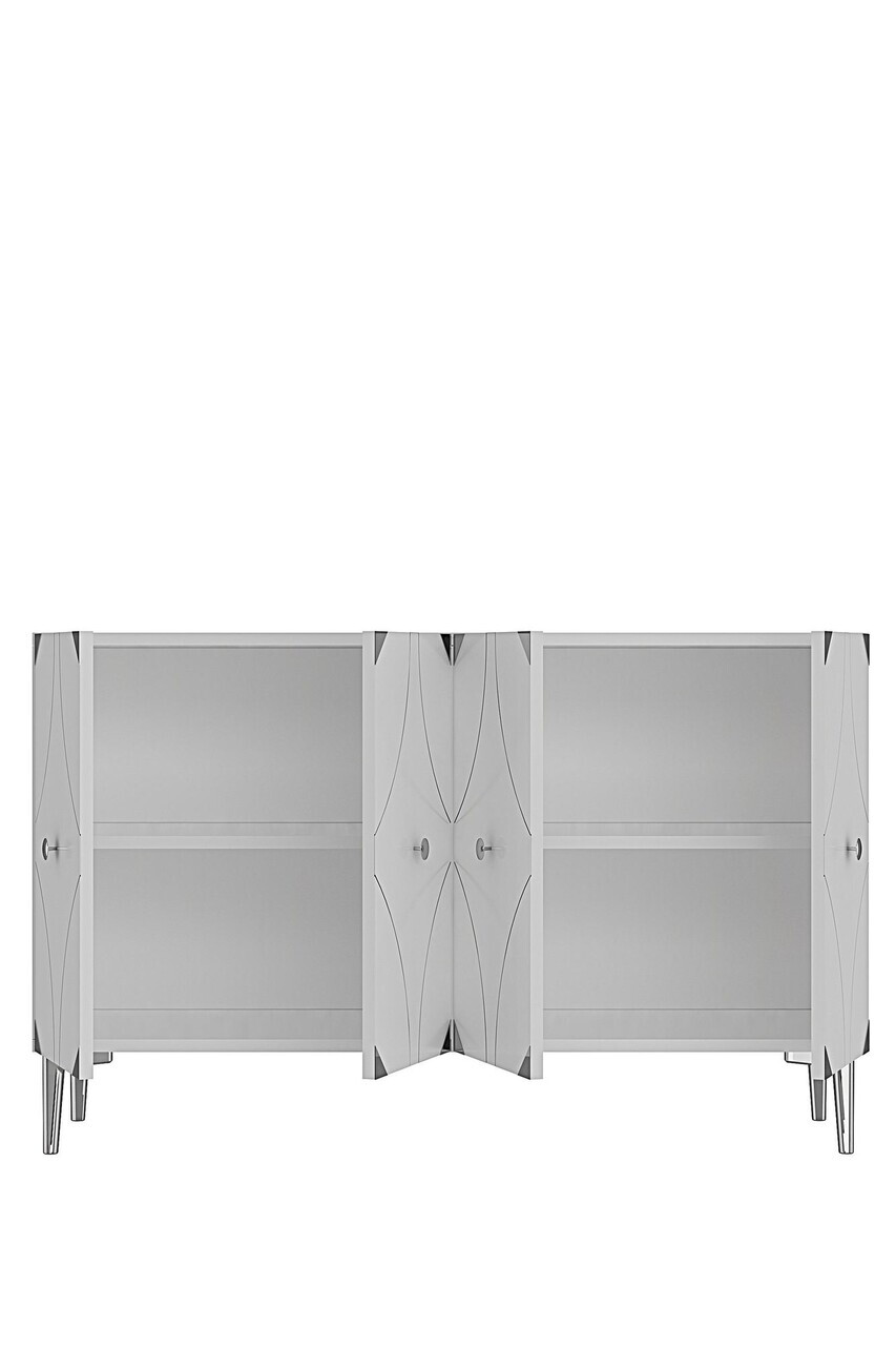 Consola, Hanah Home, Alfa 120, 120x75x32 cm, PAL, Alb / Argintiu — imaginea 6