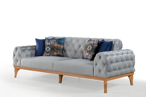 Canapea elena-toledo08, pandia home, 230x95x85 cm, lemn, gri
