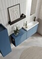 Set Dulap de Baie cu Chiuvetă și Oglindă (2 Piese), Hanah Home, Ferla 110, Albastru Mat
