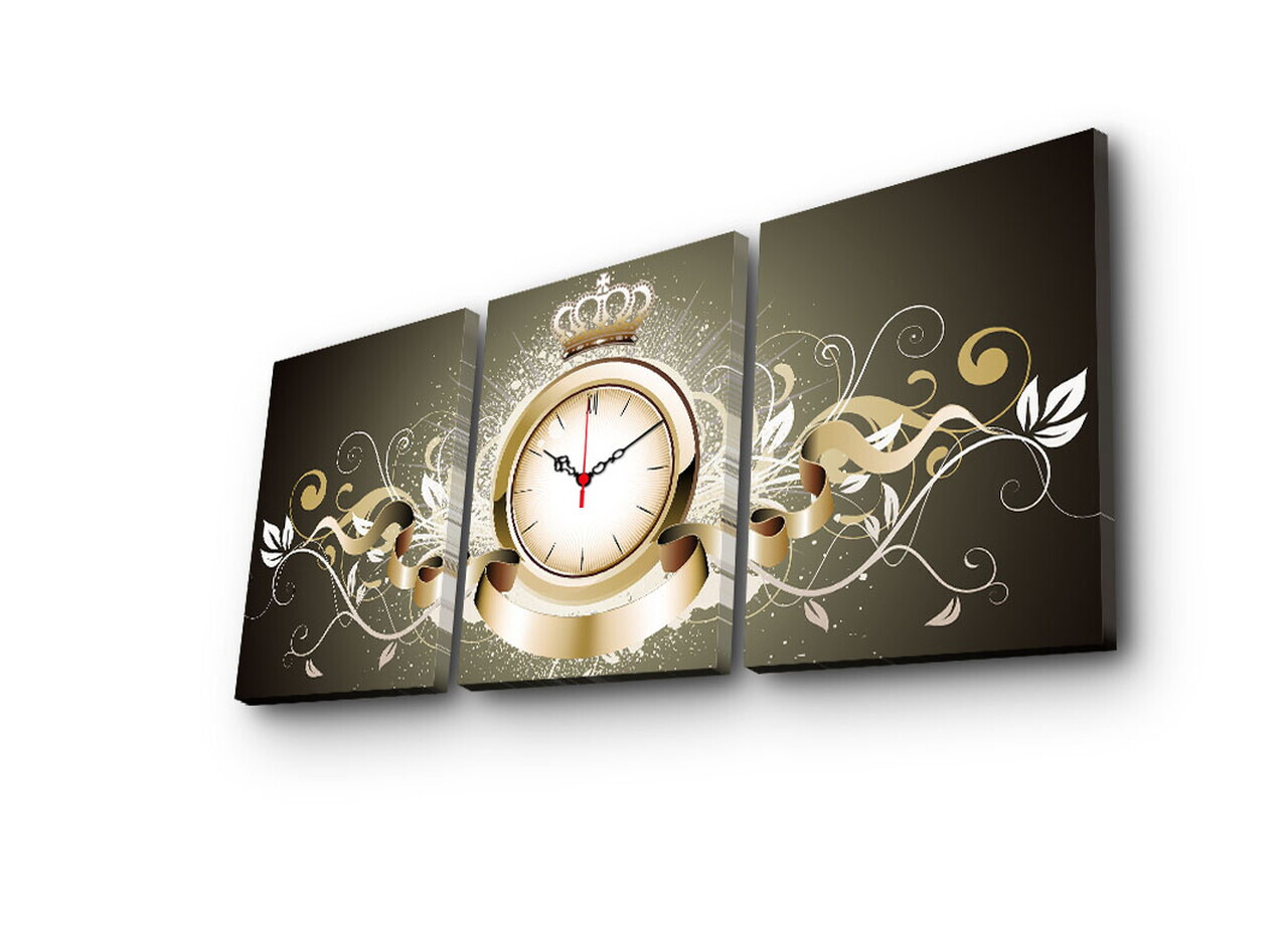 Ceas de perete, 3P3040CS-46, PÂNZĂ DIN PIELE ÎNTOARSĂ, 30 x 40 cm, 3 piese, Multicolor — imaginea 4