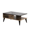 Masuta de cafea Lidya, Almaren, 90x54x39.6 cm, maro/marble