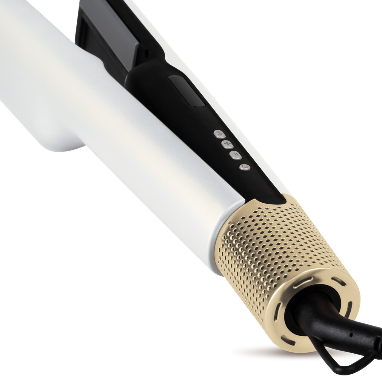 Placa de par cu uscator, 2 in 1 Fashion TV, Pearl White-Gold, 1000W, 230°C, 3 viteze, 3 trepte de temperatura, invelis ceramic, alb - view 3