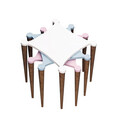 Set masute 3 piese, Mod Design, Tremo, Alb / Roz / Albastru / Nuc