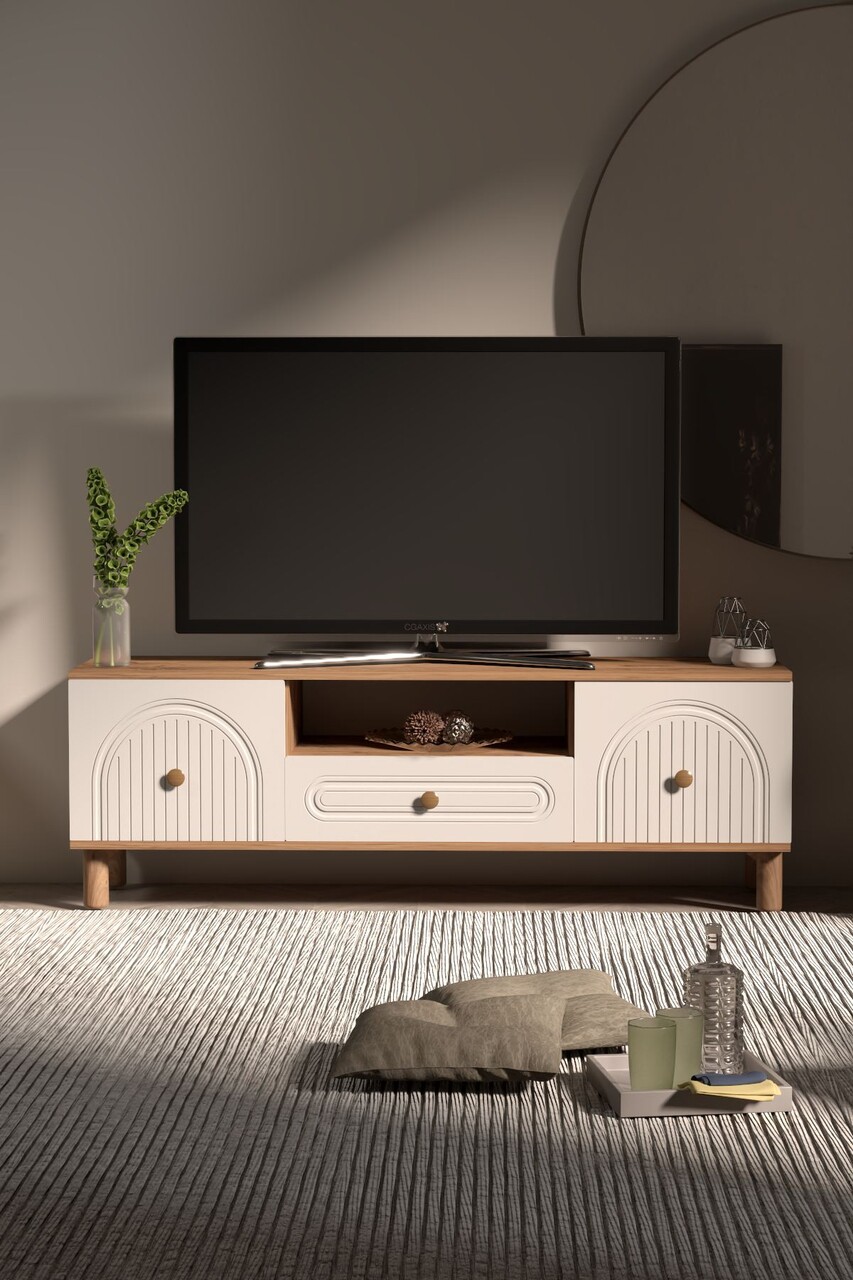 Comoda TV, Hanah Home, Bellora 150, 150x53x41 cm, PAL, Pin Atlantic / Alb - view 2
