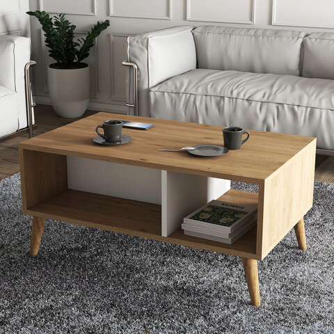 Masuta de cafea, mezza, exxen, 90x54x41.6 cm, stejar / alb