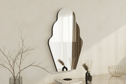 Oglinda decorativa, Siam, Perilla, 50x70x2.2 cm, Negru
