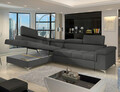 Coltar extensibil stanga 4 locuri ELTAP, ERI-41, Eridano, 275x202x88 cm, lemn/poliester, gri inchis