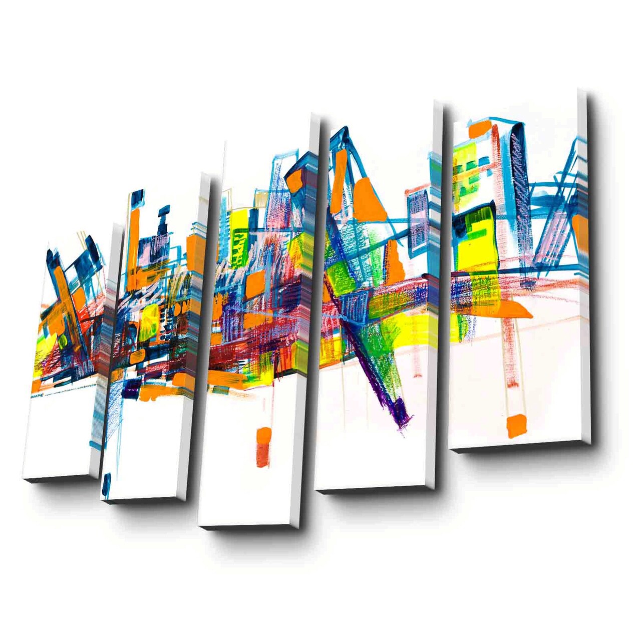 Set 5 tablouri decorative, 5PATK-202, Canvas, 19 x 70 cm, Multicolor