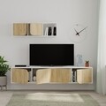 Comoda TV cu raft, Decortie, Spark, pal melaminat, stejar/alb