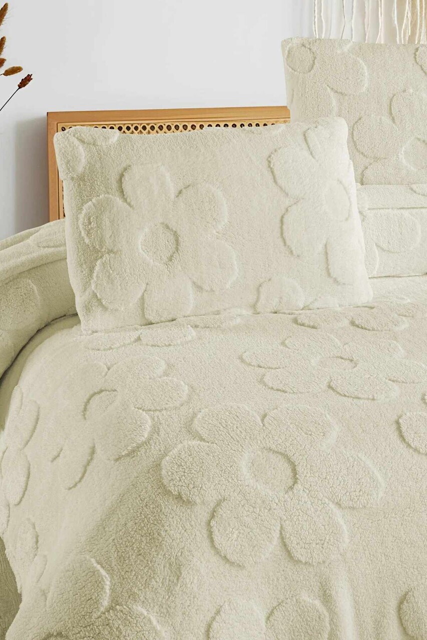 Set cuvertura Single 160x220 cm, 2 piese, L'essentiel Maison, Fleura, Poliester, Ecru
