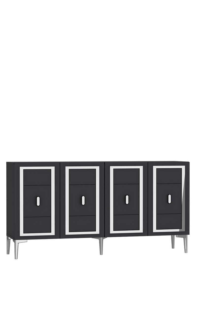 Consola, Hanah Home, Orion, 150x75x35 cm, PAL , Antracit / Argintiu - view 4
