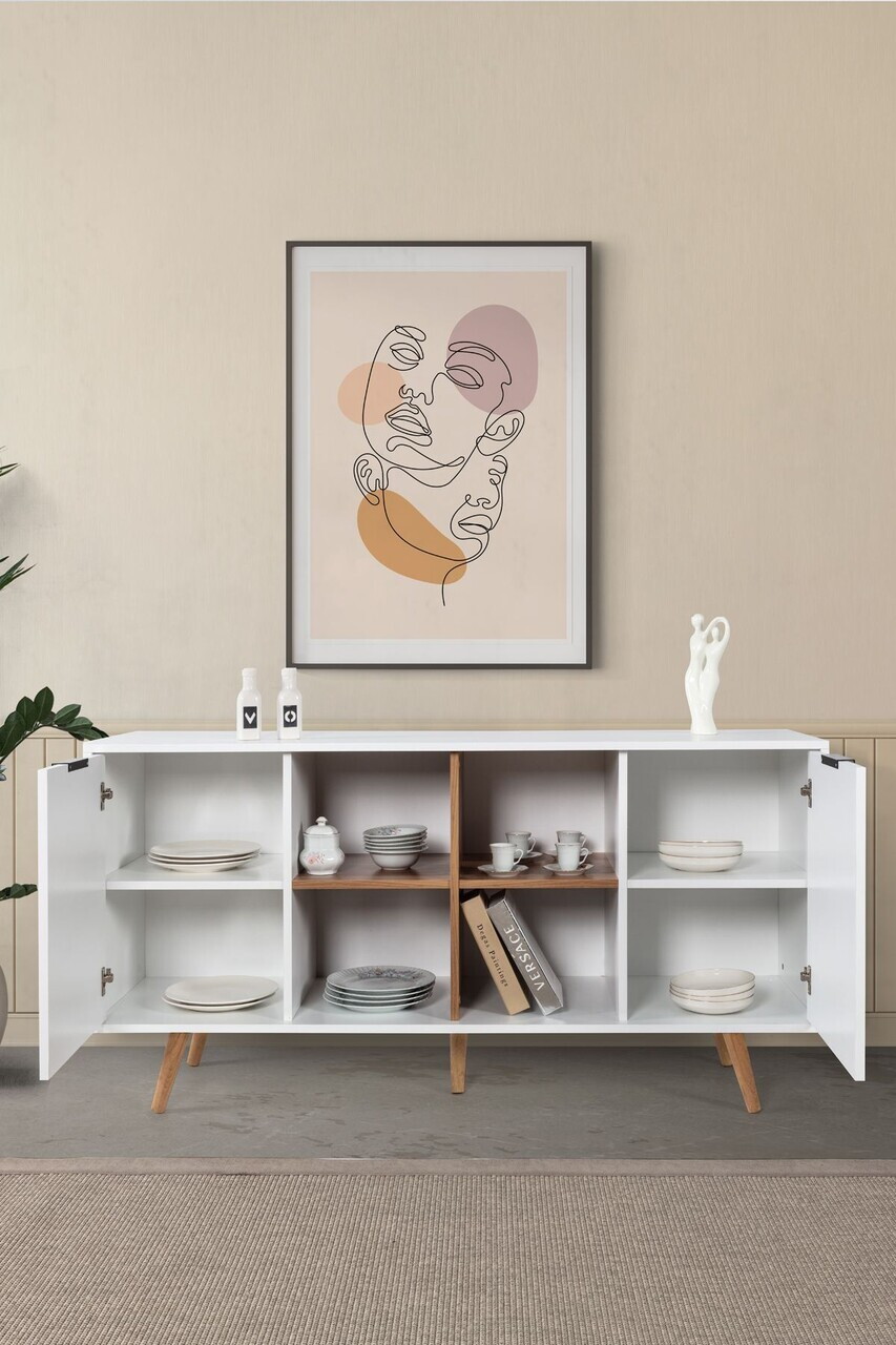Consola, Hanah Home, Sina 4618, 160x82x44 cm, PAL, Alb/Maro — imaginea 2