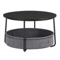 Masuta de cafea cu cos textil, Vasagle, Modern Style, 75x45 cm, PAL/otel/poliester, negru/gri