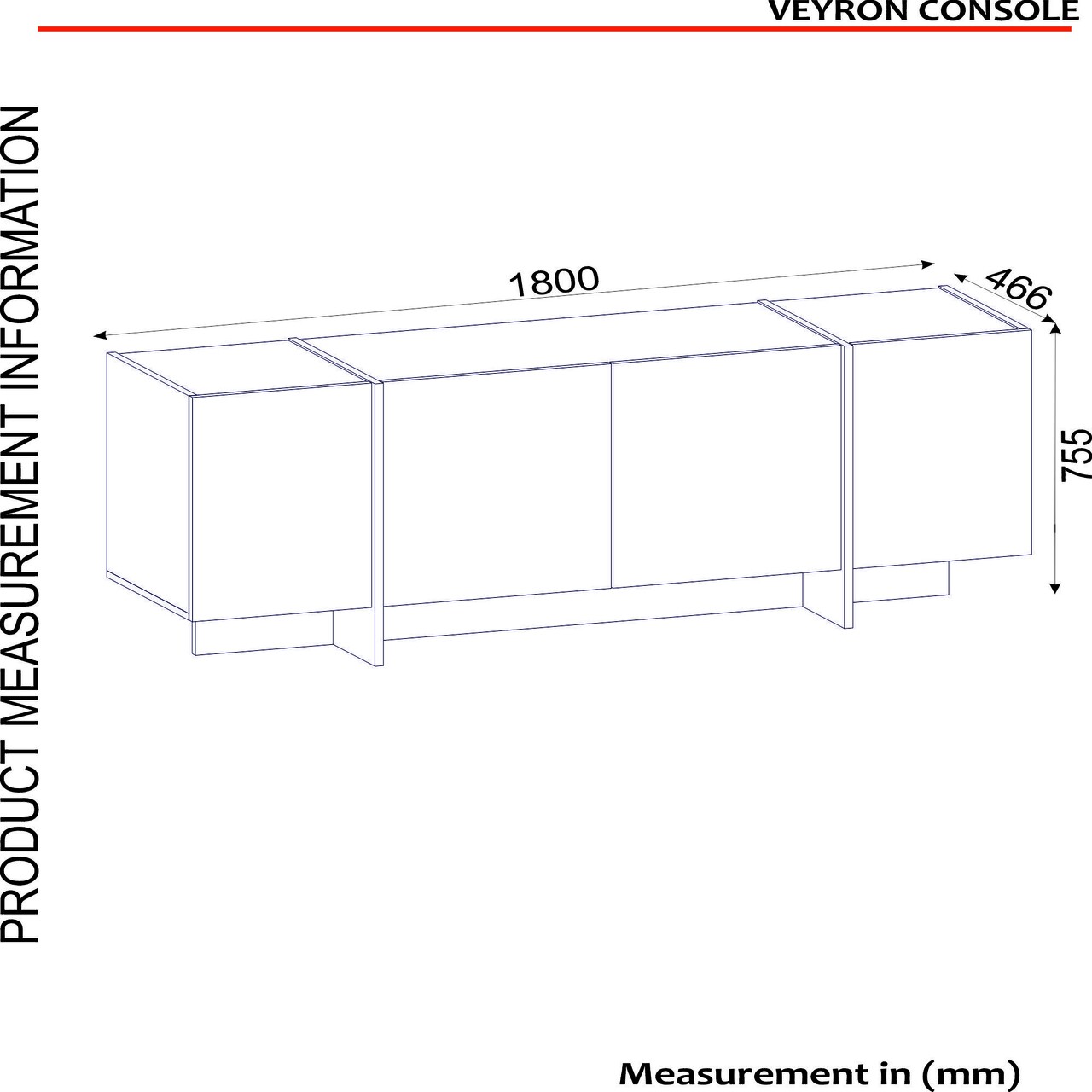 Bufet Veyron, Talon, 180 X 75.5 X 46.6 Cm, Negru/auriu